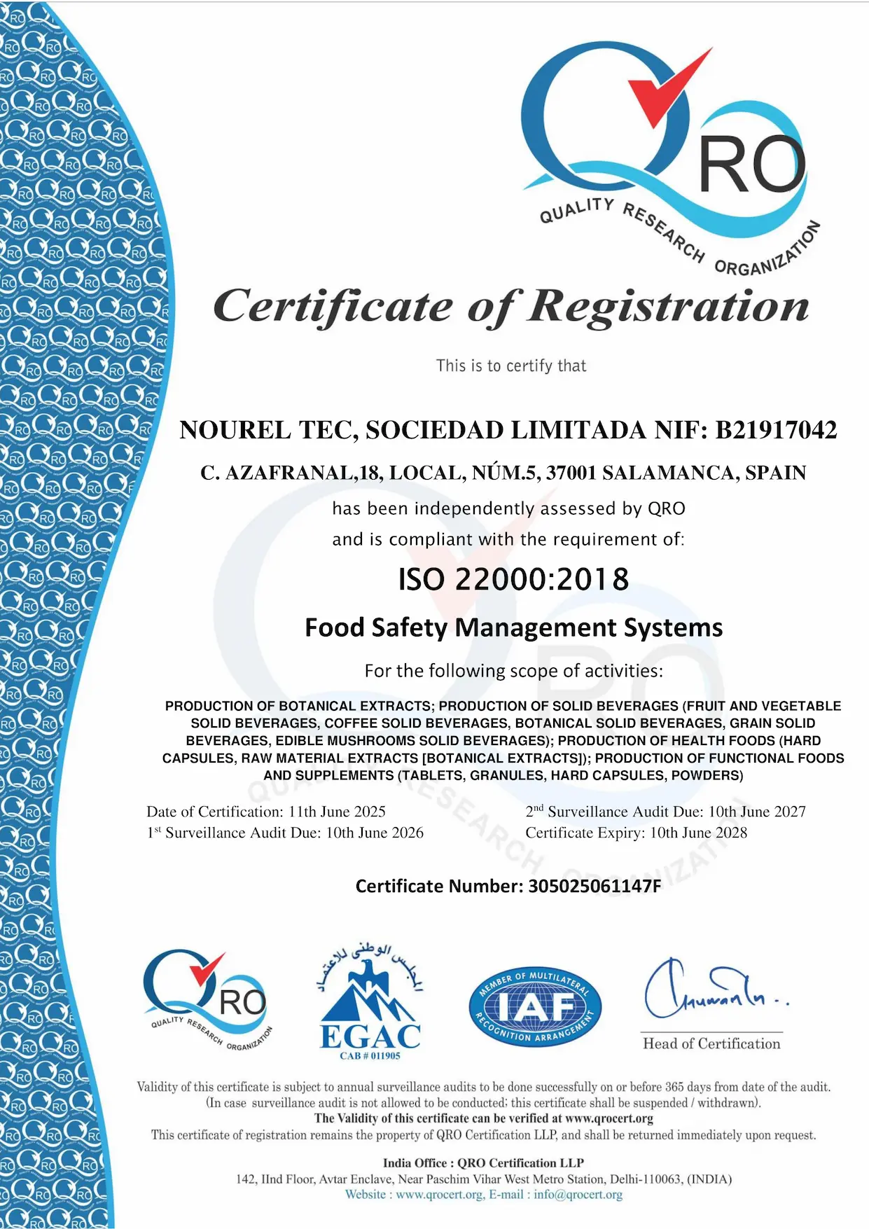 ISO 22000 certification